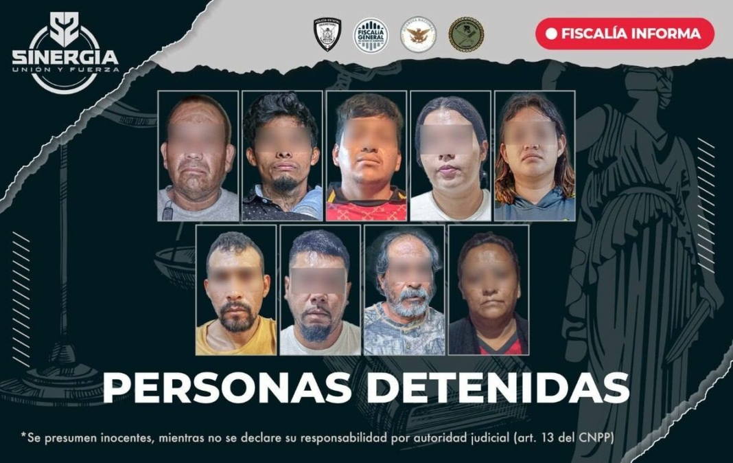 Detiene FGE a 9 personas en acciones de Sinergia en 4 municipios