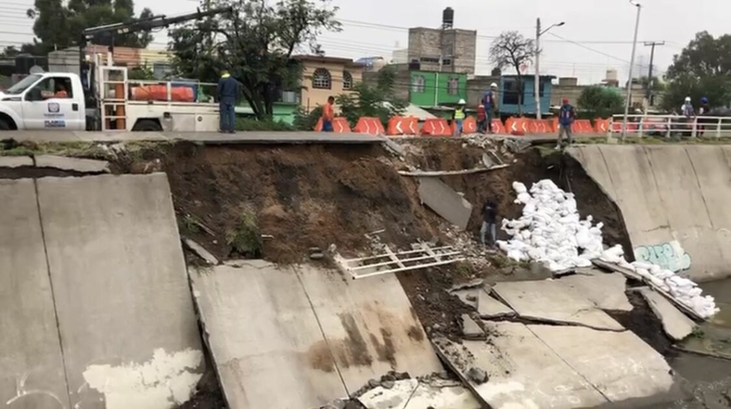 Colapsa pared del Dren El Arenal por escurrimientos intensos; municipio y Protección Civil ya atienden la zona