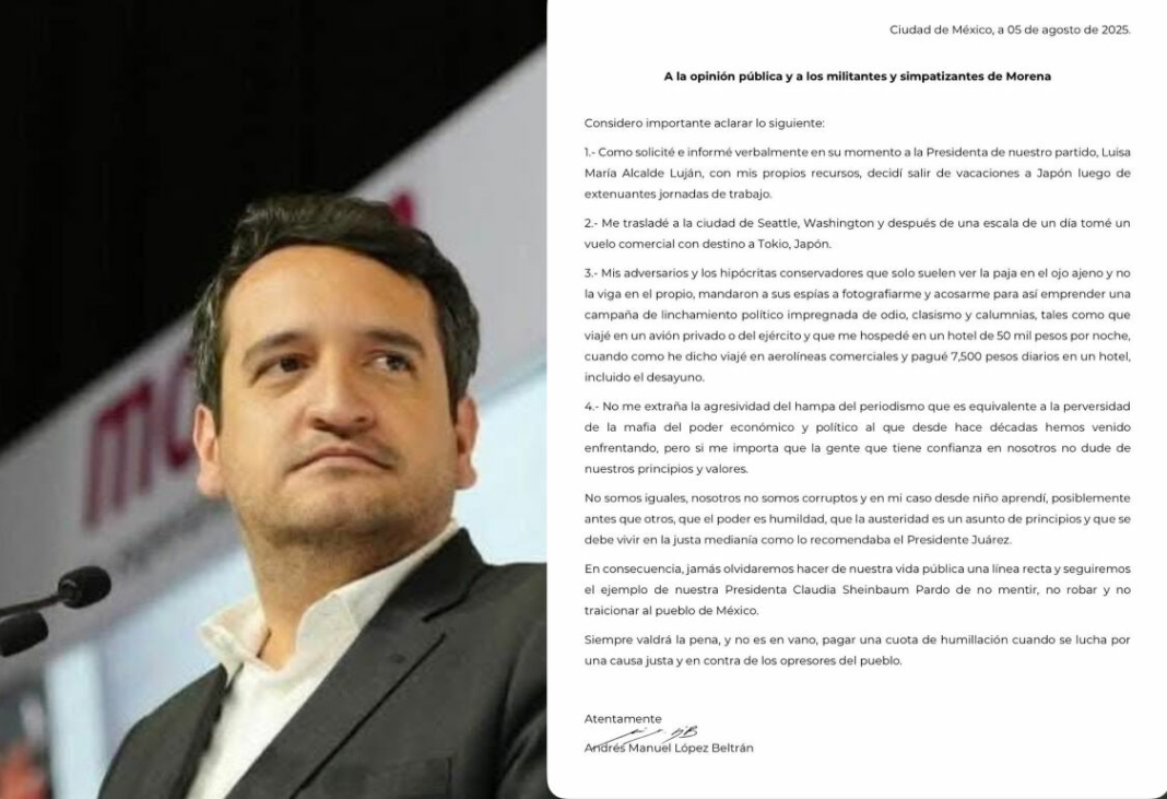Andrés Manuel López Beltrán responde a críticas por viaje a Japón: “Usé mis propios recursos”