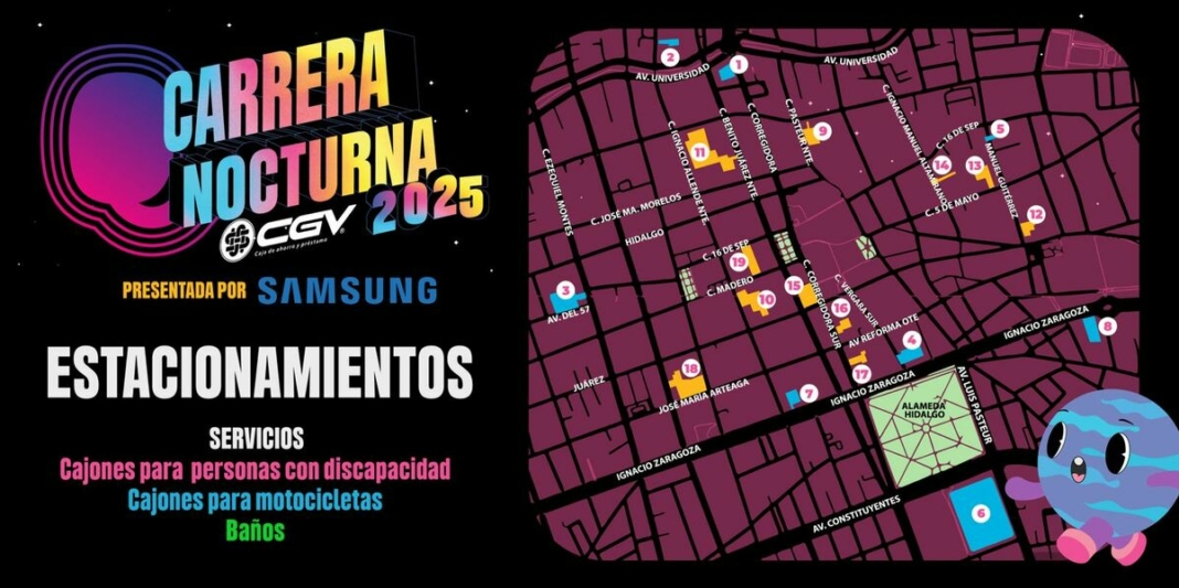 Municipio de Querétaro facilita el acceso al Centro Histórico con 19 estacionamientos para la Carrera Nocturna
