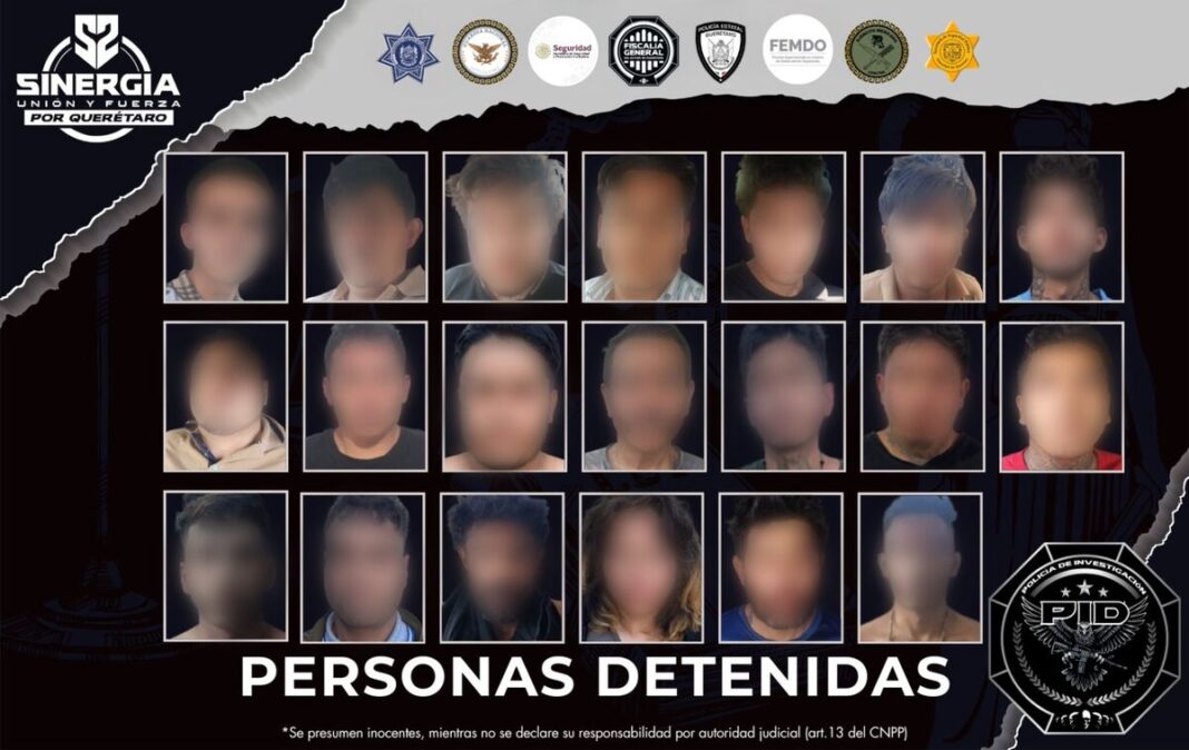 Sinergia realiza nueve cateos simultáneos en Querétaro y Corregidora; 20 personas fueron detenidas y se aseguró armamento, cartuchos y herramientas presuntamente utilizadas para extracción ilícita de hidrocarburos Borrador automático